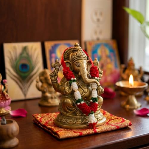 LoveNspire Set of 4 Mini Idol Mala 4.5 Inches God Goddess Haar Makhmali Bhagwan Haar Idol Diwali Pooja Item Garland for Photo Frame God Shringar Reusable Mala - Image 2