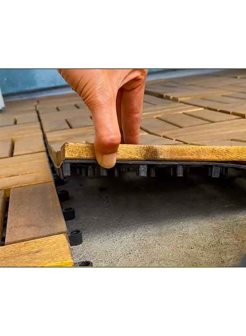 LINGWEI Pack of 10 Wooden Deck Tiles Waterproof Wood Click Deck Board Raised Flooring Squares Hardwood Click Floor Decking Tile Waterproof Balcony Flooring Wooden Parquet Flooring - Image 5