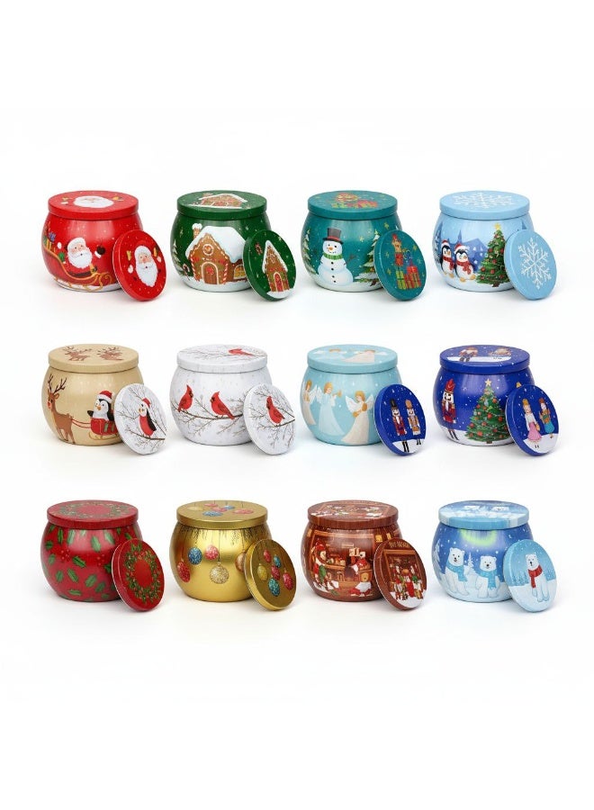 12 قطعه شمعه معطره لعيد الميلاد، هدايا عيد الميلاد، 2.5 أونصة، شموع عيد الميلاد، شموع شمع الصويا، مجموعة عيد الميلاد المعطرة، شموع معطرة هدايا صغيرة للنساء والرجال والأصدقاء  (متعددة الأشكال والملونة) - Image 2