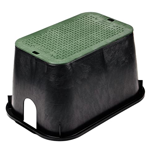 NDS D1000-SG Rectangle Valve Box with Drop-In Cover, 10-Inch by 15-Inch by 10-Inch, Black/Green - Image 1