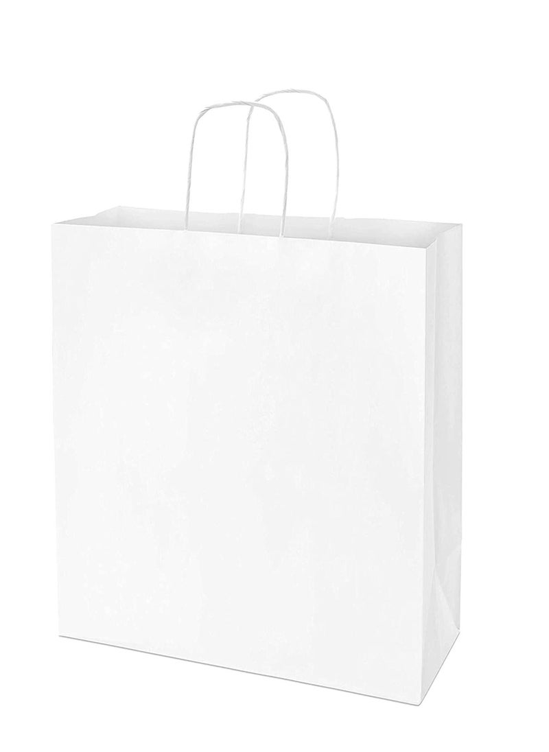MARKQ White Paper bags with handles 42 x 31 x 12 cm Large Kraft Gift bags for Birthday Party Favors, Weddings, Crafts, Sweets, Packaging, Eid (12 Bags)  - Image 1