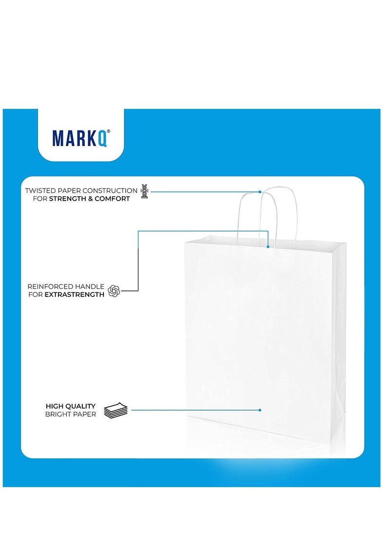 MARKQ White Paper bags with handles 42 x 31 x 12 cm Large Kraft Gift bags for Birthday Party Favors, Weddings, Crafts, Sweets, Packaging, Eid (12 Bags)  - Image 3