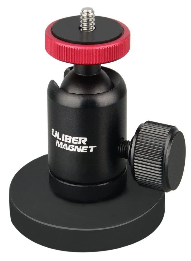 ULIBERMAGNET 60lb Magnetic Camera Mounting Base with Mini Ball Head, Super Strong Rubber Coating Neodymium Magnet with 1/4’’-20 Male Thread Stud for Mobile Camera, Security Cameras - Image 1