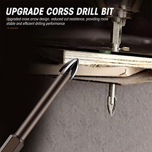 Serplex® 5Pcs Glass Tile Concrete Drill Bit Set, Multi-Function Triangle Cross Alloy Drill Bit Tip Tools, Hex Shank Tungsten Carbide Tip Drilling Tools for Glass, Ceramic Tile Wall, and Wood (3-7 mm) - Image 4