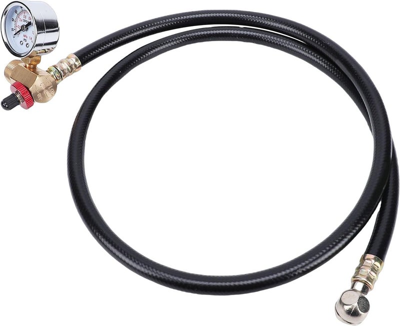 Air Tank Repair Kit, Aluminum Knob with 200 PSI Pressure Gauge and Brass Safety Valve, 1/4in FNPT Hose for RV Trailer Camping Vehicle - Image 5