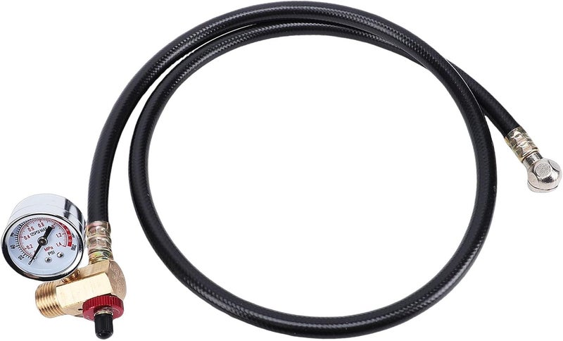 Air Tank Repair Kit, Aluminum Knob with 200 PSI Pressure Gauge and Brass Safety Valve, 1/4in FNPT Hose for RV Trailer Camping Vehicle - Image 3