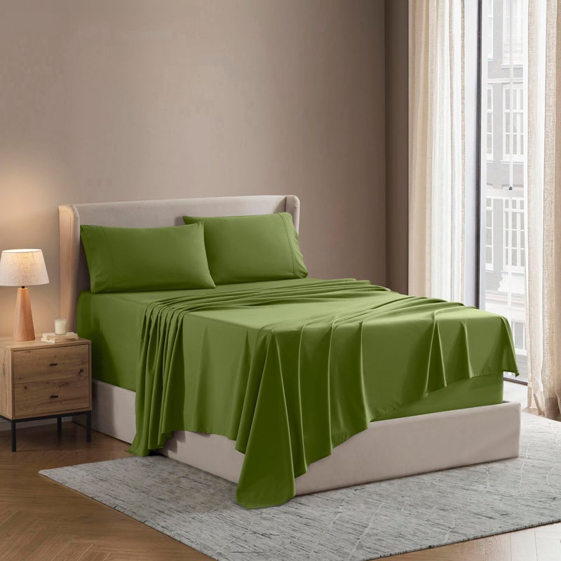 Nestl Queen Sheet Set  Luxury 1800 UltraSoft Microfiber Bed Sheets  Double Brushed  Deep Pockets  Easy Fit  4 Piece Set  Bedding Sheets  Pillowcases Queen Calla Green