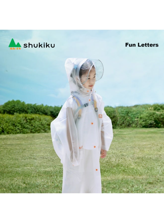 Shukiku Kids Raincoat Kindergarten Primary School Anti-mildew Skin-friendly Outdoor Transparent Fun Alphabet L Size