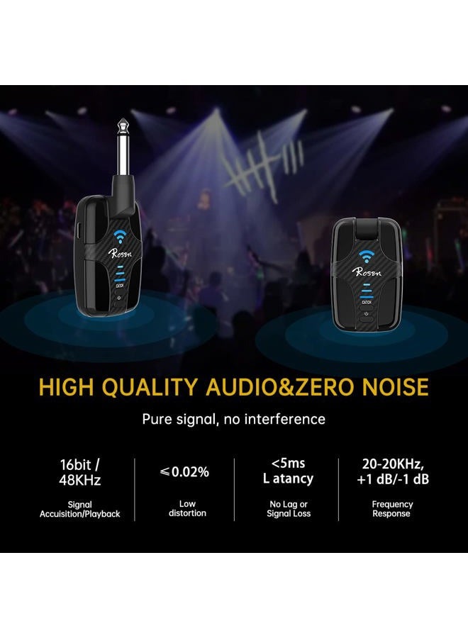 ROSEN DC-81 Guitar Wireless System 2.4GHz Rechargeable Guitar Wireless Transmitter and Receiver for Electric Guitar Bass Violin Keyboard - Image 5