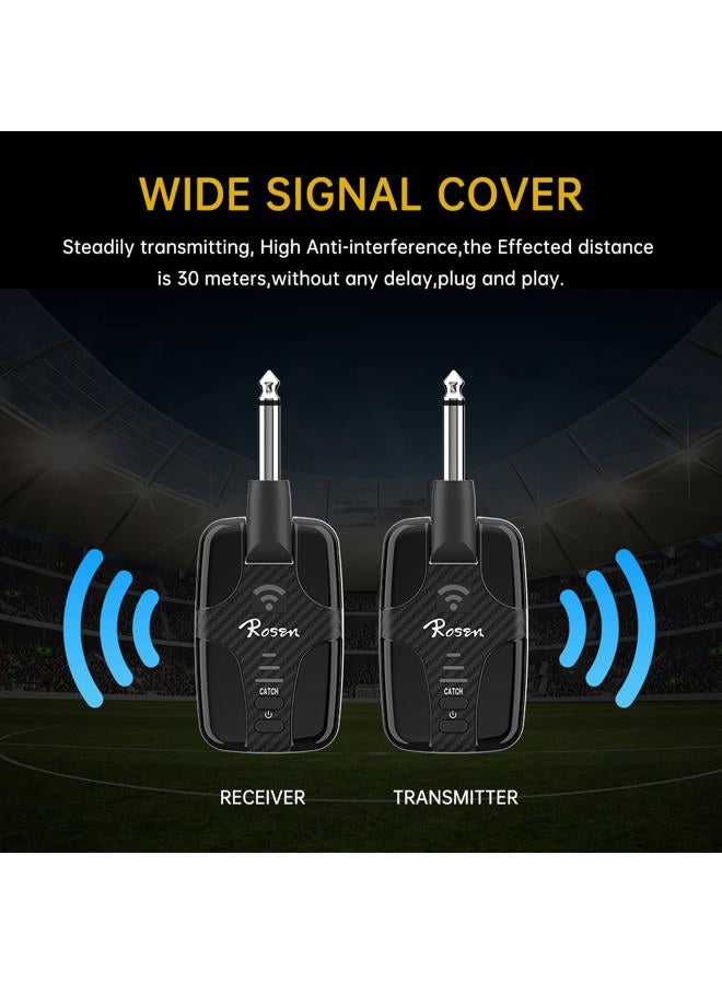 ROSEN DC-81 Guitar Wireless System 2.4GHz Rechargeable Guitar Wireless Transmitter and Receiver for Electric Guitar Bass Violin Keyboard - Image 2