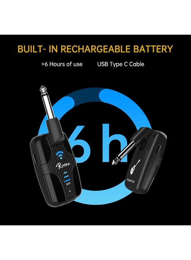 ROSEN DC-81 Guitar Wireless System 2.4GHz Rechargeable Guitar Wireless Transmitter and Receiver for Electric Guitar Bass Violin Keyboard - Image 4