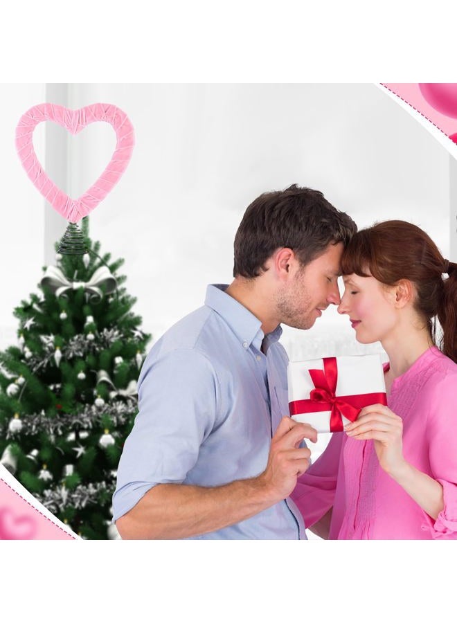 Relaxgiant Valentines Tree Topper Velvet 11.8 Inch Heart Tree Topper for Valentine Treetop Pink Heart Decorations for Home Wedding Holiday Party Supplies Gift - Image 5