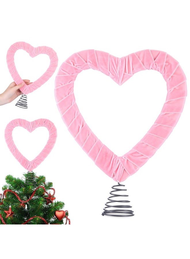 Relaxgiant Valentines Tree Topper Velvet 11.8 Inch Heart Tree Topper for Valentine Treetop Pink Heart Decorations for Home Wedding Holiday Party Supplies Gift - Image 1