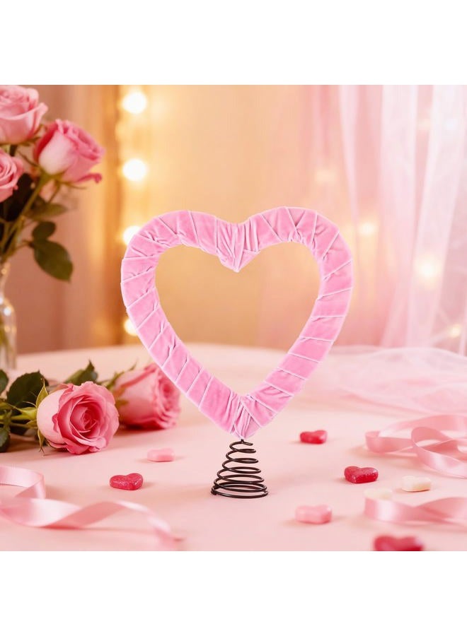 Relaxgiant Valentines Tree Topper Velvet 11.8 Inch Heart Tree Topper for Valentine Treetop Pink Heart Decorations for Home Wedding Holiday Party Supplies Gift - Image 4