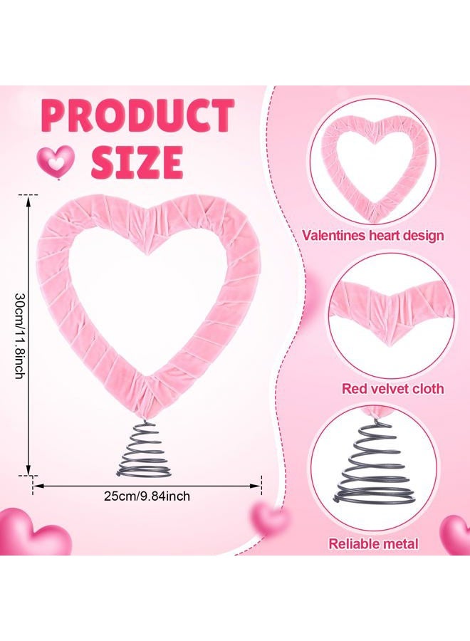Relaxgiant Valentines Tree Topper Velvet 11.8 Inch Heart Tree Topper for Valentine Treetop Pink Heart Decorations for Home Wedding Holiday Party Supplies Gift - Image 2