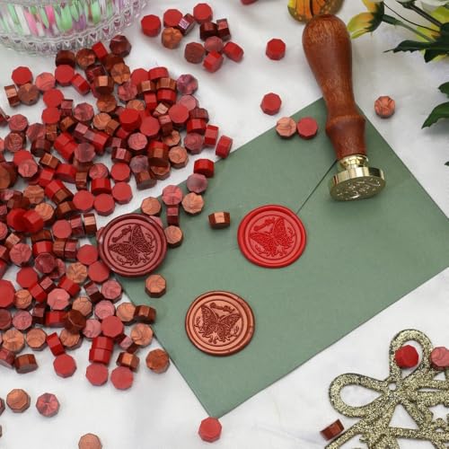 Atopbb 300 Pcs Wax Seal Beads, Sealing Wax Beads, Refilling Octagon Wax Sealing Beads for Wax Stamp Sealing, Perfect for Wedding Invitations, Christmas Cards, Envelopes, Letter Sealing (Flame red) - Image 4