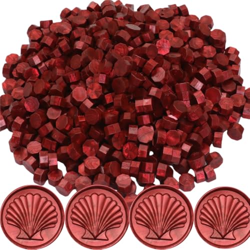 Atopbb 300 Pcs Wax Seal Beads, Sealing Wax Beads, Refilling Octagon Wax Sealing Beads for Wax Stamp Sealing, Perfect for Wedding Invitations, Christmas Cards, Envelopes, Letter Sealing (Flame red) - Image 1