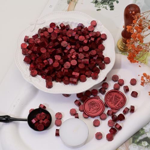 Atopbb 300 Pcs Wax Seal Beads, Sealing Wax Beads, Refilling Octagon Wax Sealing Beads for Wax Stamp Sealing, Perfect for Wedding Invitations, Christmas Cards, Envelopes, Letter Sealing (Flame red) - Image 3