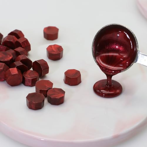 Atopbb 300 Pcs Wax Seal Beads, Sealing Wax Beads, Refilling Octagon Wax Sealing Beads for Wax Stamp Sealing, Perfect for Wedding Invitations, Christmas Cards, Envelopes, Letter Sealing (Flame red) - Image 2