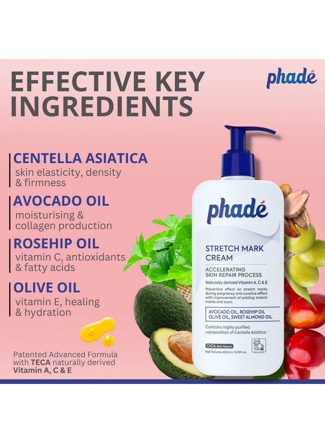 Phade Stretch Marks Cream For Women With Shea Butter And Cica Stretch Marks Cream For Pregnancy 200Ml (Pack Of 2) - Image 2