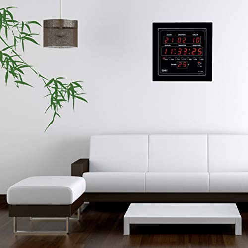 Ajanta Quartz OLC - 302 Plastic Digital Red LED Square Wall Clock (Black, 25.4 cm x 25.4 cm x 3.5 cm) - Image 4