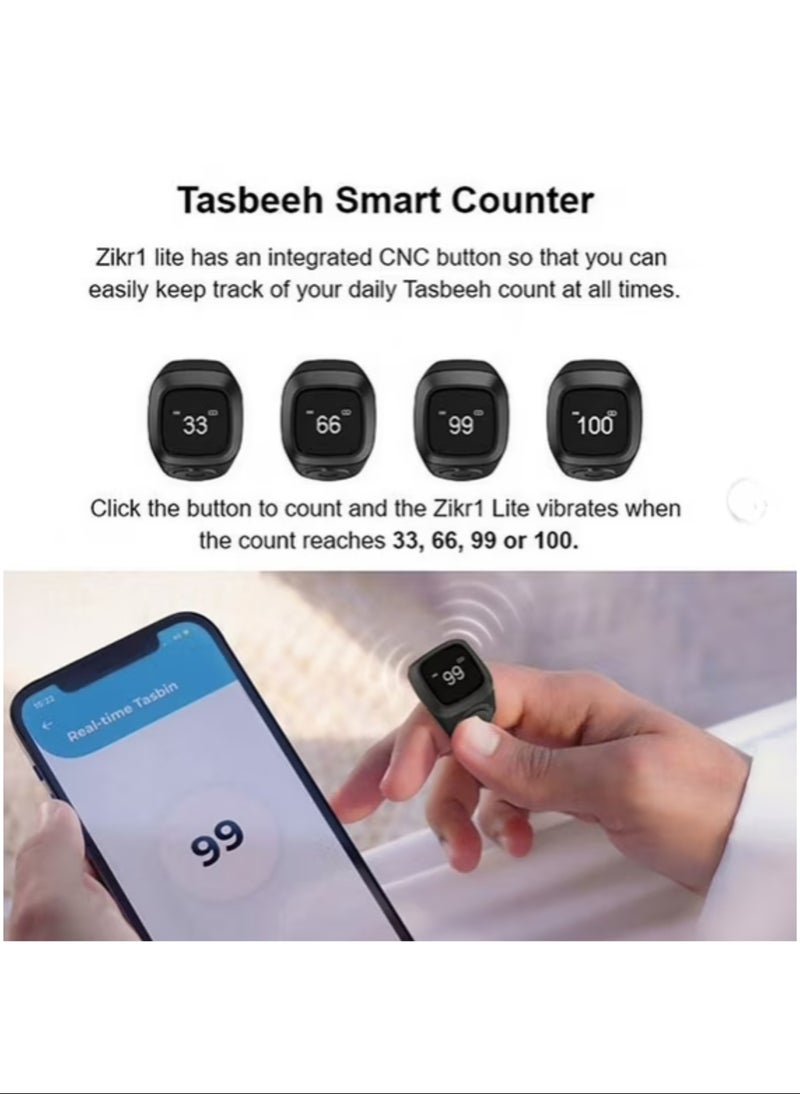 iQIBLA Zikr Ring Lite Smart Tasbih Counter Ring with Prayer Time Reminder Digital Tasbeeh Ring - Image 4