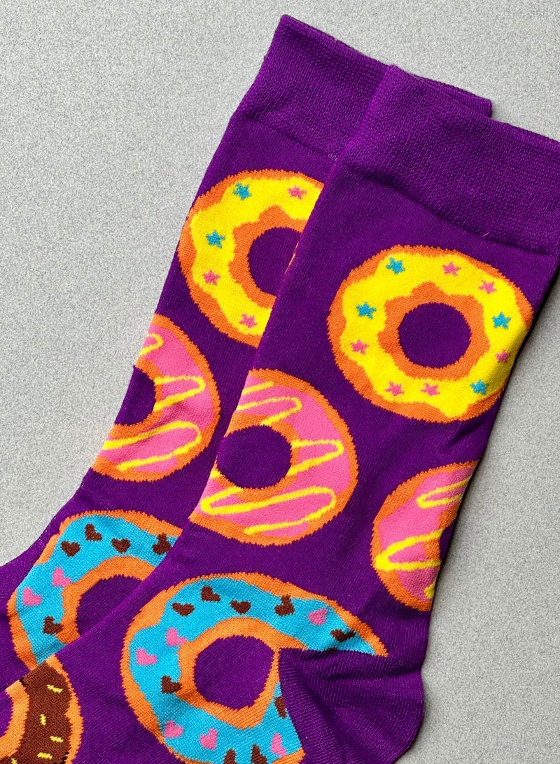 The Socks Hype 3 Pairs Multicolor Donut Socks for Women and Men | Funny Cotton Soft Crew Socks | Casual Crazy Colorful Patterned Novelty Socks for Everyday Wear | Unisex 35-42 - Image 4