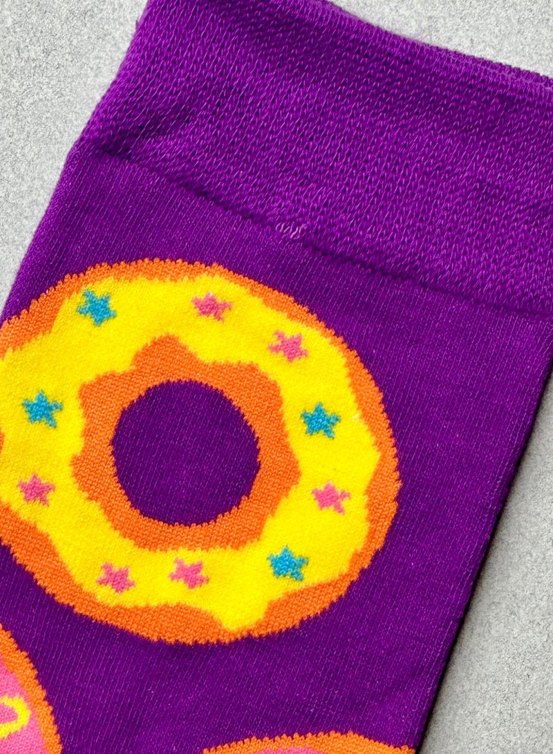 The Socks Hype 3 Pairs Multicolor Donut Socks for Women and Men | Funny Cotton Soft Crew Socks | Casual Crazy Colorful Patterned Novelty Socks for Everyday Wear | Unisex 35-42 - Image 2