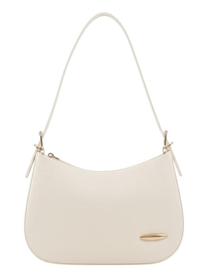 C Classic -The Chloe Bag Premium Leather Shoulder Bag, Off White, Adjustable Strap with Gold-Tone Hardware, Dual Compartment Interior - Image 1