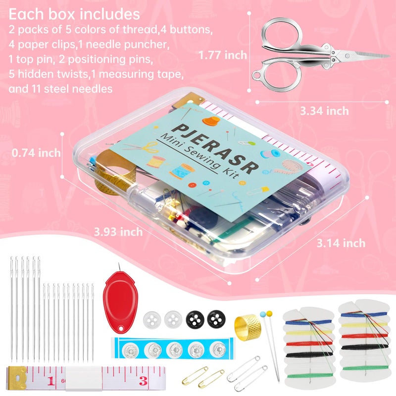 PJERASR Min Sewing Kit, Travel Sewing Kit with Multi-Color Threads, Scissors, Needles, Buttons, Portable Emergency Sewing Tool Set with Storage Case, Adults Sewing Repair Kit for Craft Supplies - Image 2