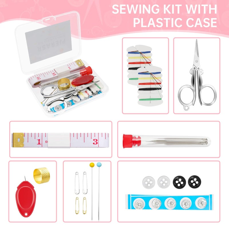 PJERASR Min Sewing Kit, Travel Sewing Kit with Multi-Color Threads, Scissors, Needles, Buttons, Portable Emergency Sewing Tool Set with Storage Case, Adults Sewing Repair Kit for Craft Supplies - Image 3