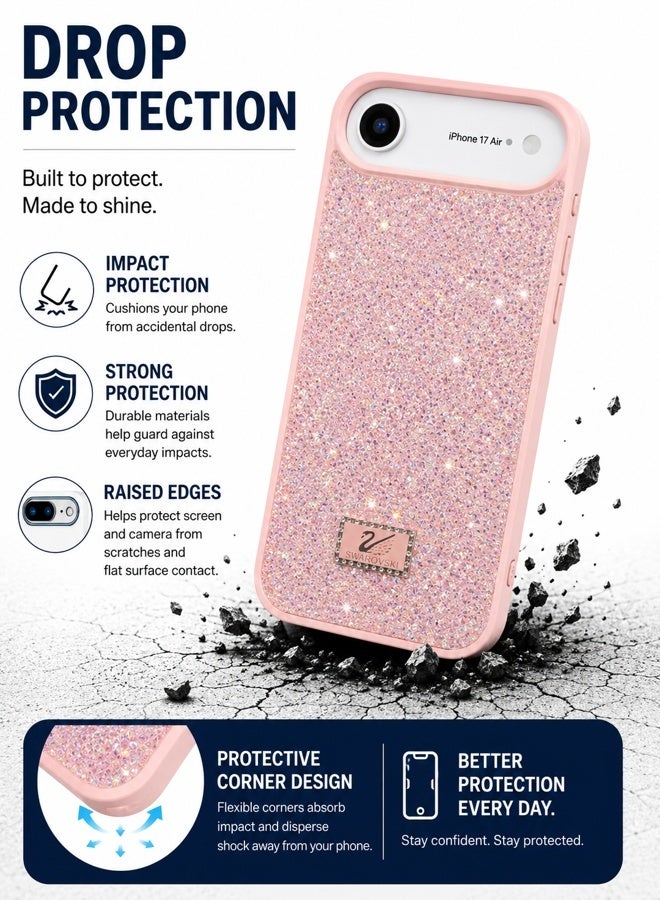 VR CREATIVE Luxury Sparkling Crystal Rhinestone Protective Phone Case Cover for Apple iPhone 17 Air – Pink - Image 4