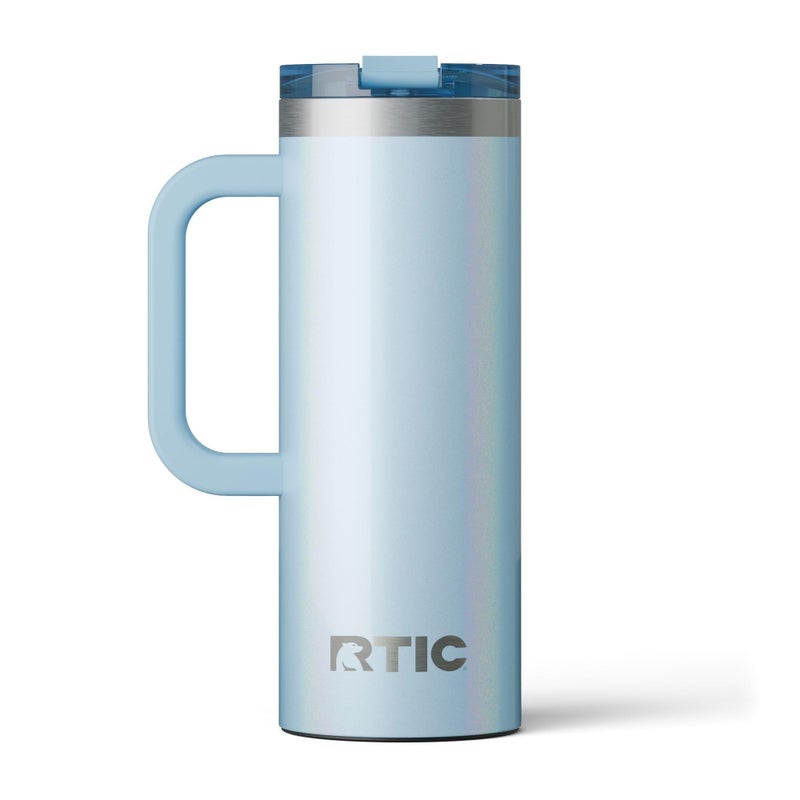 RTIC 20oz Road Trip Travel Mug with Lid and Handle, Ceramic Lined, Insulated, Stainless Steel, Metal, Double Wall Vacuum-Insulation, Portable Coffee, Tea Cup for Hot and Cold Drink, RTIC Ice Glitter - Image 1