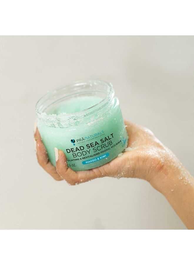 PraNaturals Revitalising Dead Sea Body Scrub 500g, 100% Organic Nourishing Skin Exfoliating Salt Scrub, Rich in Natural Minerals for All Skin Types, Blended with Mango & Kiwi Fruit Oils  - Image 5