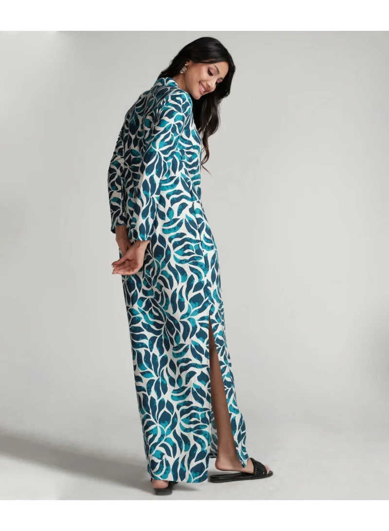 Zigzag Floral Print Maxi Dress