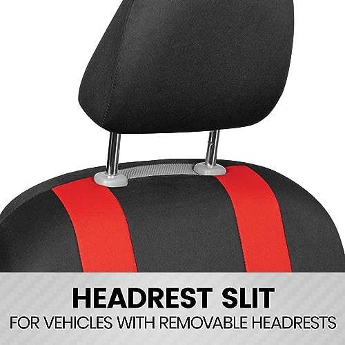 BDK أغطية مقاعد السيارة BDK carXS Forza Red مجموعة كاملة، أغطية مقاعد أمامية ثنائية اللون مع غطاء مقعد خلفي متطابق للسيارات، واقيات بوليكلوث بتصميم مقعد مقسم، أغطية داخلية للسيارات - Image 3