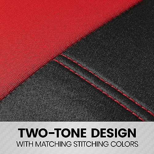 BDK أغطية مقاعد السيارة BDK carXS Forza Red مجموعة كاملة، أغطية مقاعد أمامية ثنائية اللون مع غطاء مقعد خلفي متطابق للسيارات، واقيات بوليكلوث بتصميم مقعد مقسم، أغطية داخلية للسيارات - Image 5