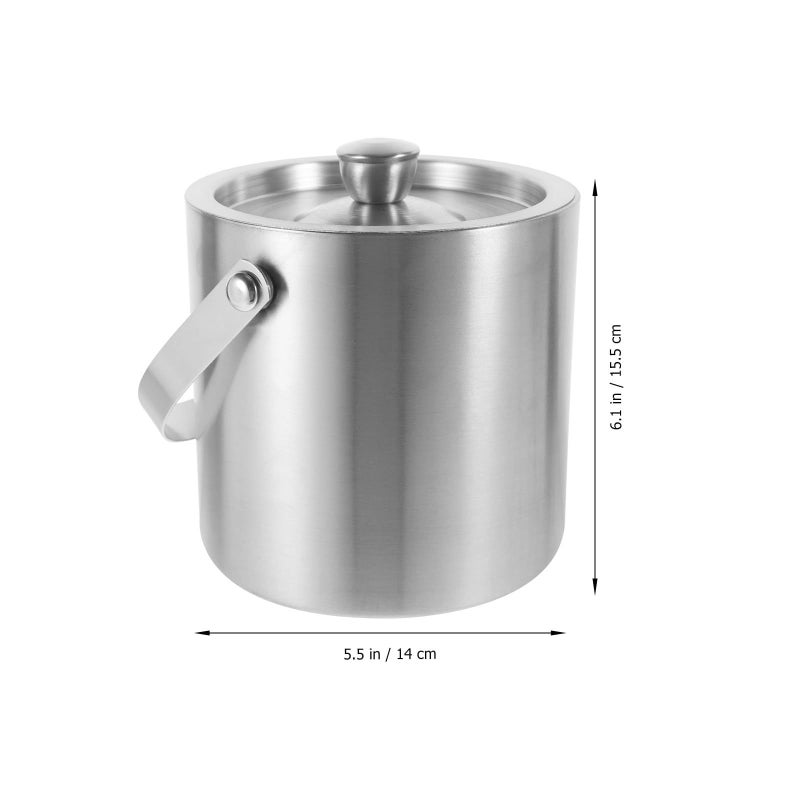 Stainless Steel Double Wall Insulated Ice Bucket 1 6L with Lid and Handle Cooler - Image 3