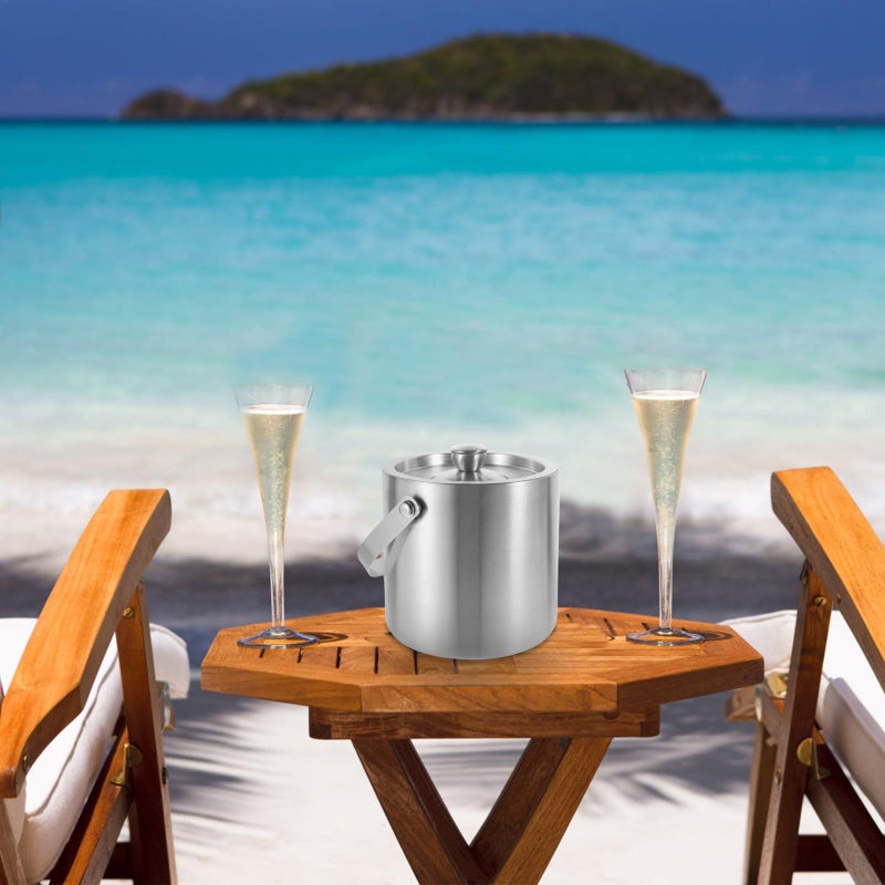 Stainless Steel Double Wall Insulated Ice Bucket 1 6L with Lid and Handle Cooler - Image 5