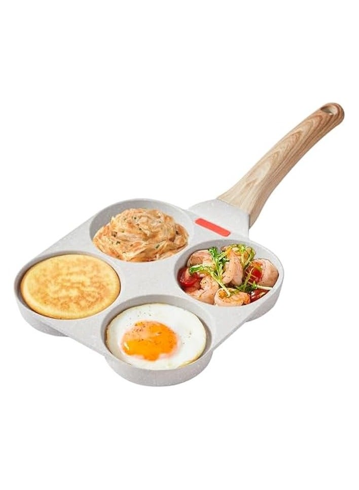 erorex 4-Cup Egg, Pan Omelette Pan, Stone Coating Cook ware Frying Pancake Pan for Breakfast, Cookware Suitablefor all Stove 7.3 inch (Beige) - Image 2