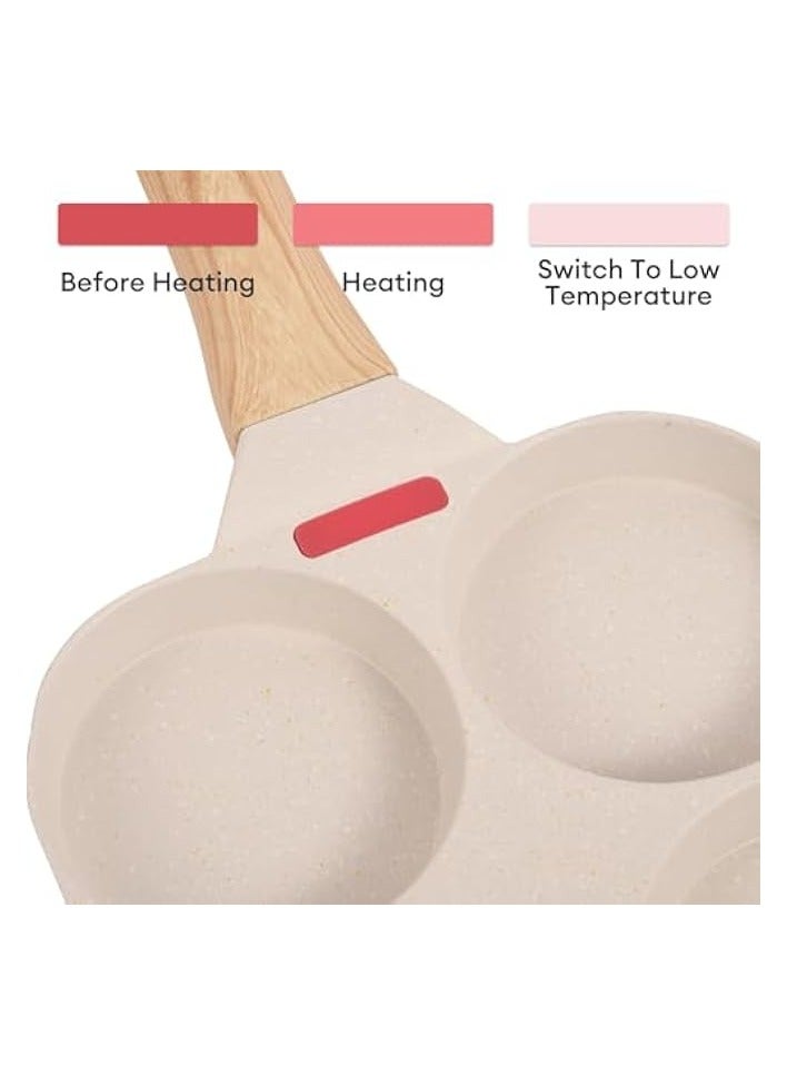 erorex 4-Cup Egg, Pan Omelette Pan, Stone Coating Cook ware Frying Pancake Pan for Breakfast, Cookware Suitablefor all Stove 7.3 inch (Beige) - Image 1