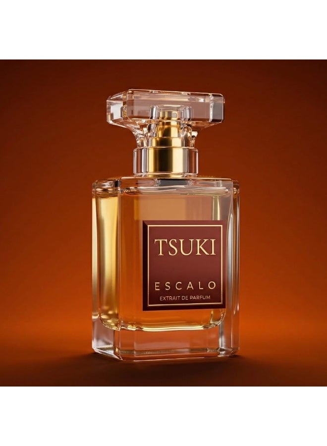 ESCALO TSUKI Extrait de Parfum, Oud Leather Saffron Amber, Spicy Woody Fragrance with Pink Pepper (50ml)