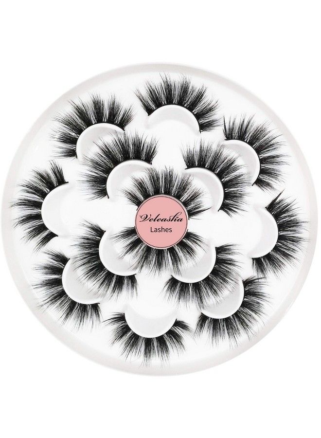 Veleasha 5D Faux Mink Lashes Handmade Luxurious Volume Fluffy Natural False Eyelashes 7 Pairs : Dubai - Image 1