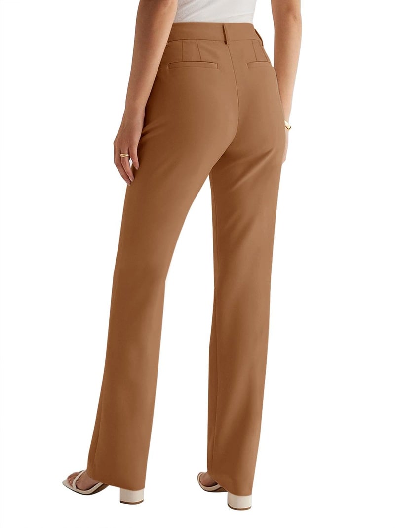 NIMIN Women High Waisted Dress Work Ankle Pants 26"/28"/30" Inseam Office Business Casual Trousers with Pockets 2025 Brown - Image 5