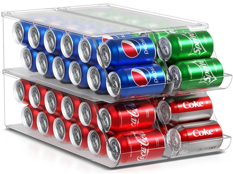 Sorbus Soda Can Organizer for Refrigerator â€“ Stackable Can Dispenser with Lid for Fridge, Pantry, or Freezer â€“ Holds 12 Cans Each, BPA-Free Clear Drink Organizer (4-Pack) - Image 1