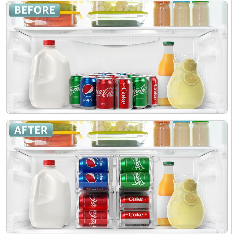 Sorbus Soda Can Organizer for Refrigerator â€“ Stackable Can Dispenser with Lid for Fridge, Pantry, or Freezer â€“ Holds 12 Cans Each, BPA-Free Clear Drink Organizer (4-Pack) - Image 5