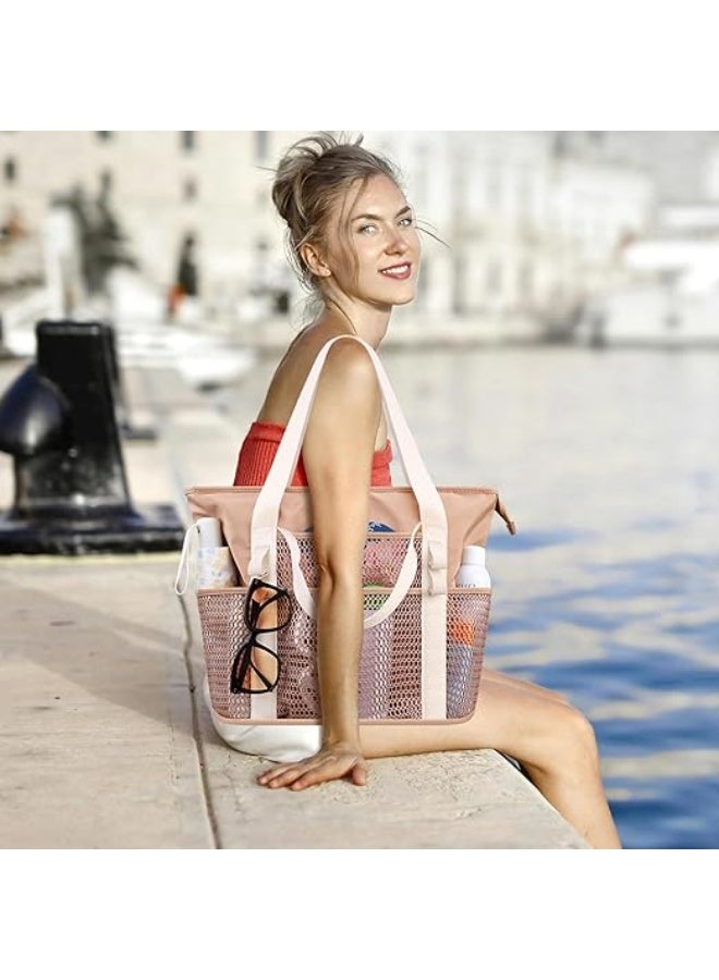 Lacdo Beach Bag for Women, Beach Tote Bag for Women Waterproof Sandproof Foldable Pool bag for Travel beach Vacation Pool - Image 2