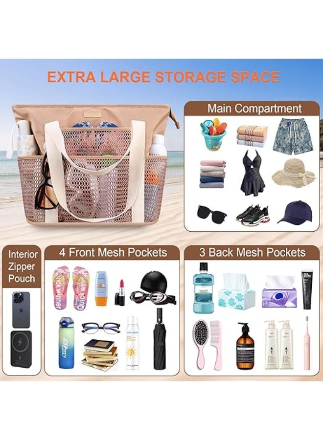 Lacdo Beach Bag for Women, Beach Tote Bag for Women Waterproof Sandproof Foldable Pool bag for Travel beach Vacation Pool - Image 3