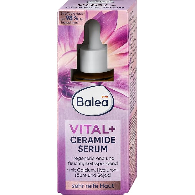balea Set of 2 Skin Care: Vital+ Ceramide Serum Intensive Moisture for Very Mature Skin Against Ageing (30 ml) + Body Lotion Fruity Fantasy with Shea Butter & Fruity Fragrance, 200 ml (230 ml) - Image 2