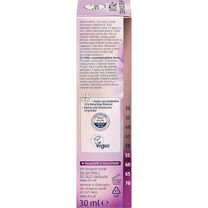 balea Set of 2 Skin Care: Vital+ Ceramide Serum Intensive Moisture for Very Mature Skin Against Ageing (30 ml) + Body Lotion Fruity Fantasy with Shea Butter & Fruity Fragrance, 200 ml (230 ml) - Image 3